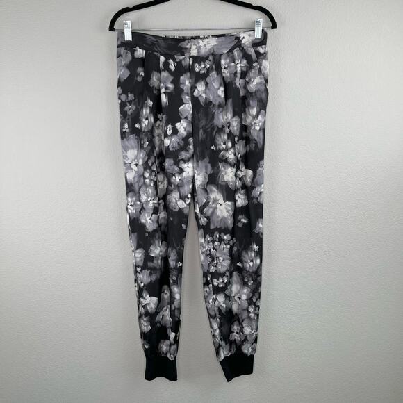 Rebecca Taylor Pleated Georgette Black Ghost Floral Ankle Silk Jogger Pants 4 - Picture 15 of 15